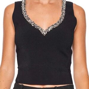 NYE TOP - SIMKHAI - Black Marceline Crystal Embellished Tank Top - NWT - S 🎉🍾